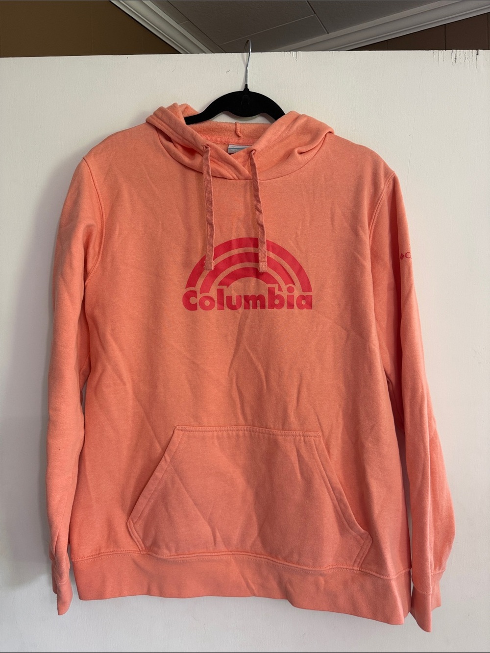 Columbia Coral Peach Logo Pullover Hoodie size XXL